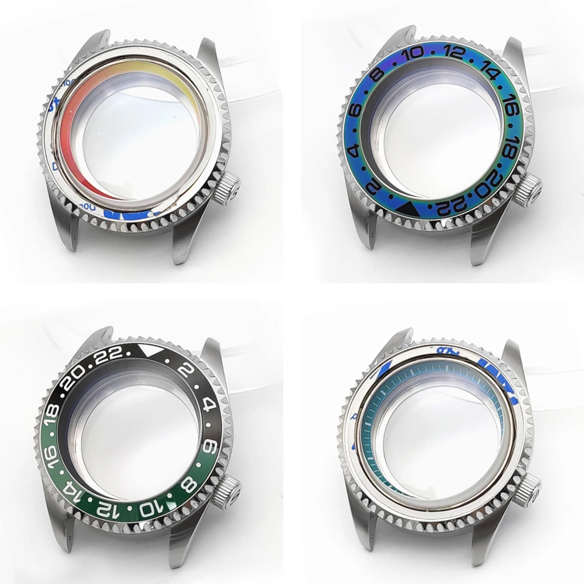 Caja plateada de alta calidad de 42mm para reloj de buceo, carcasa para hombre compatible con movimiento NH35 NH36, reloj de acero con doble cristal de zafiro