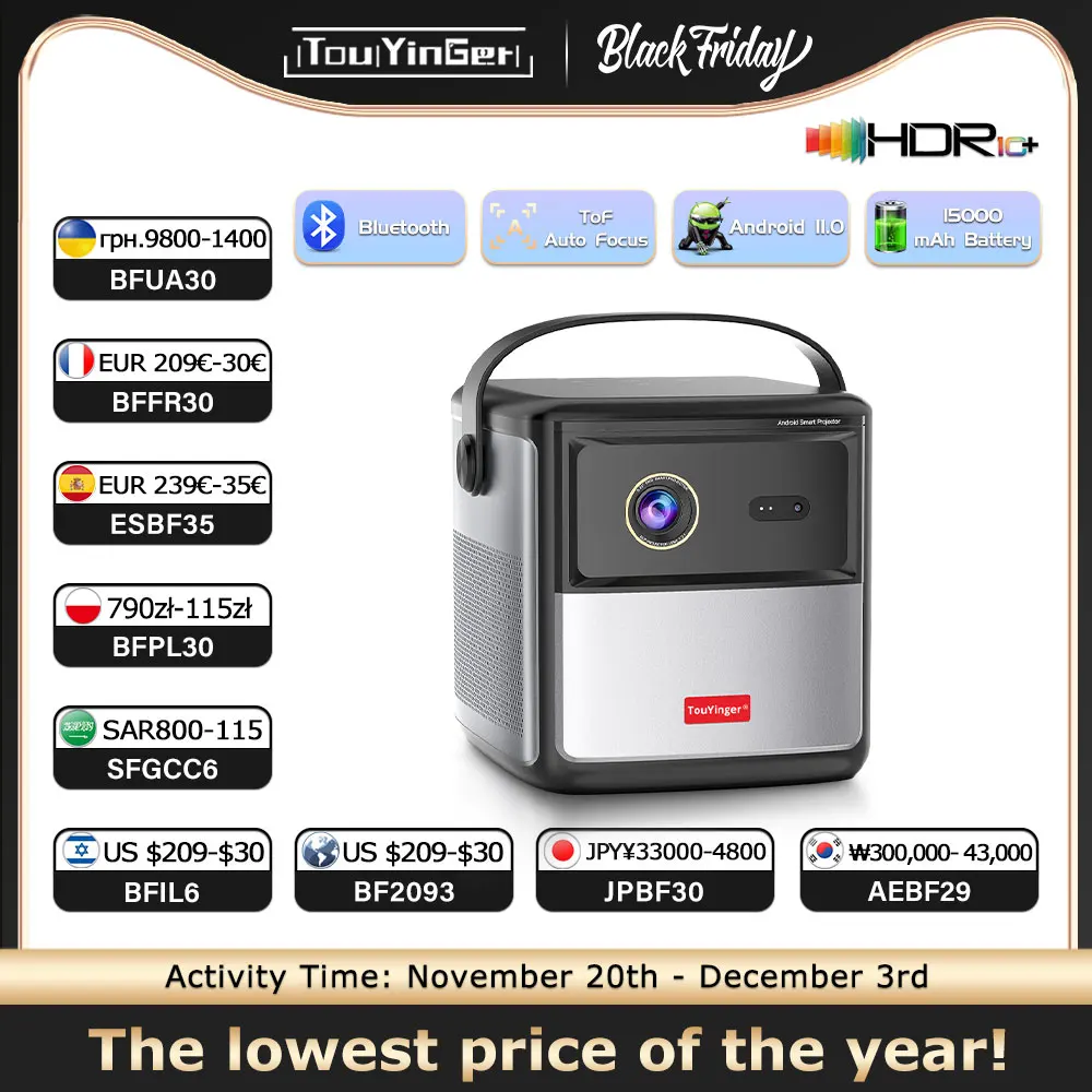 TouYinger G5 Портативный 4K проектор 1080p Домашний кинотеатр Full HD проектор Android Dlp Beamer 3d U80 Кино Смартфон с батареей