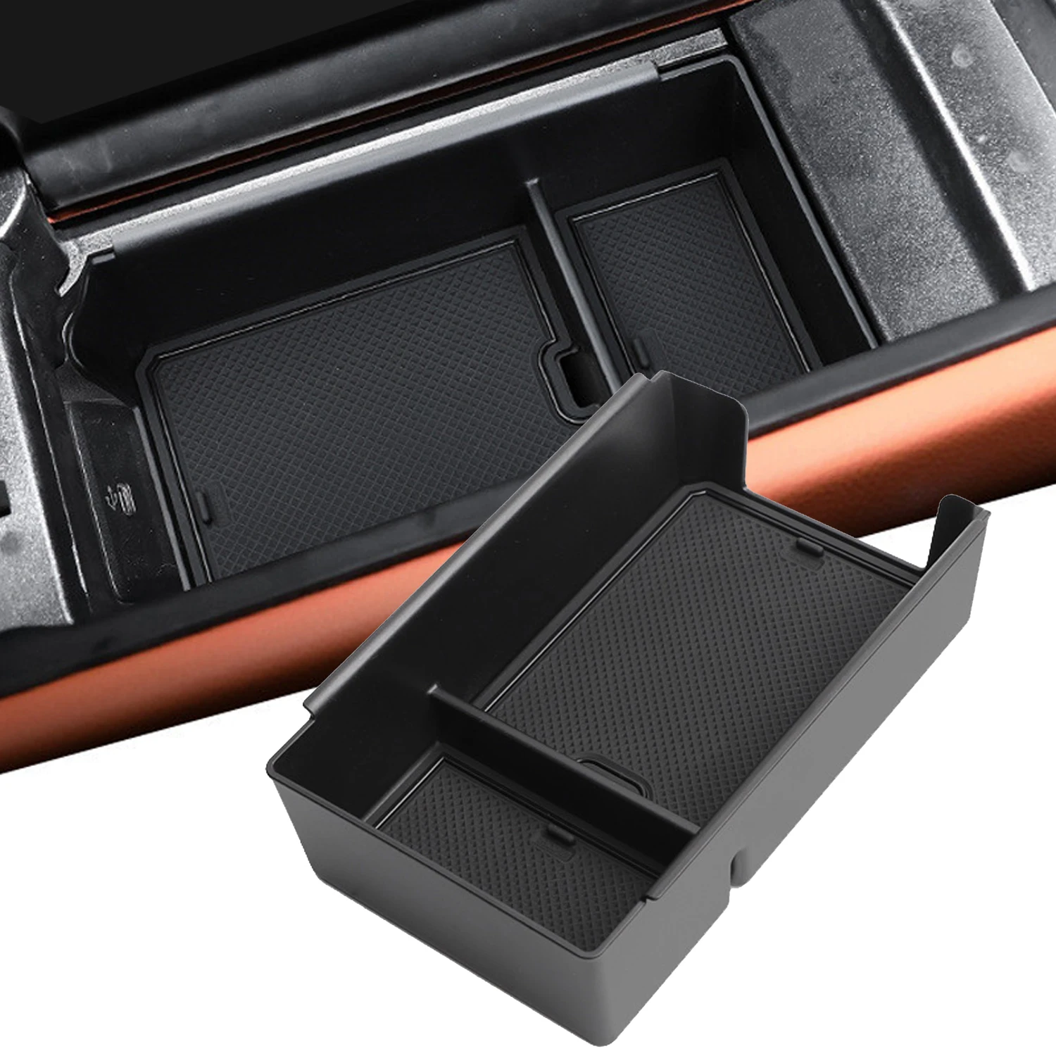 

Car Organizer Tray for Mercedes-Benz GLC 300 2023 2024 Black Interior Center Console Armrest Storage Box Holder