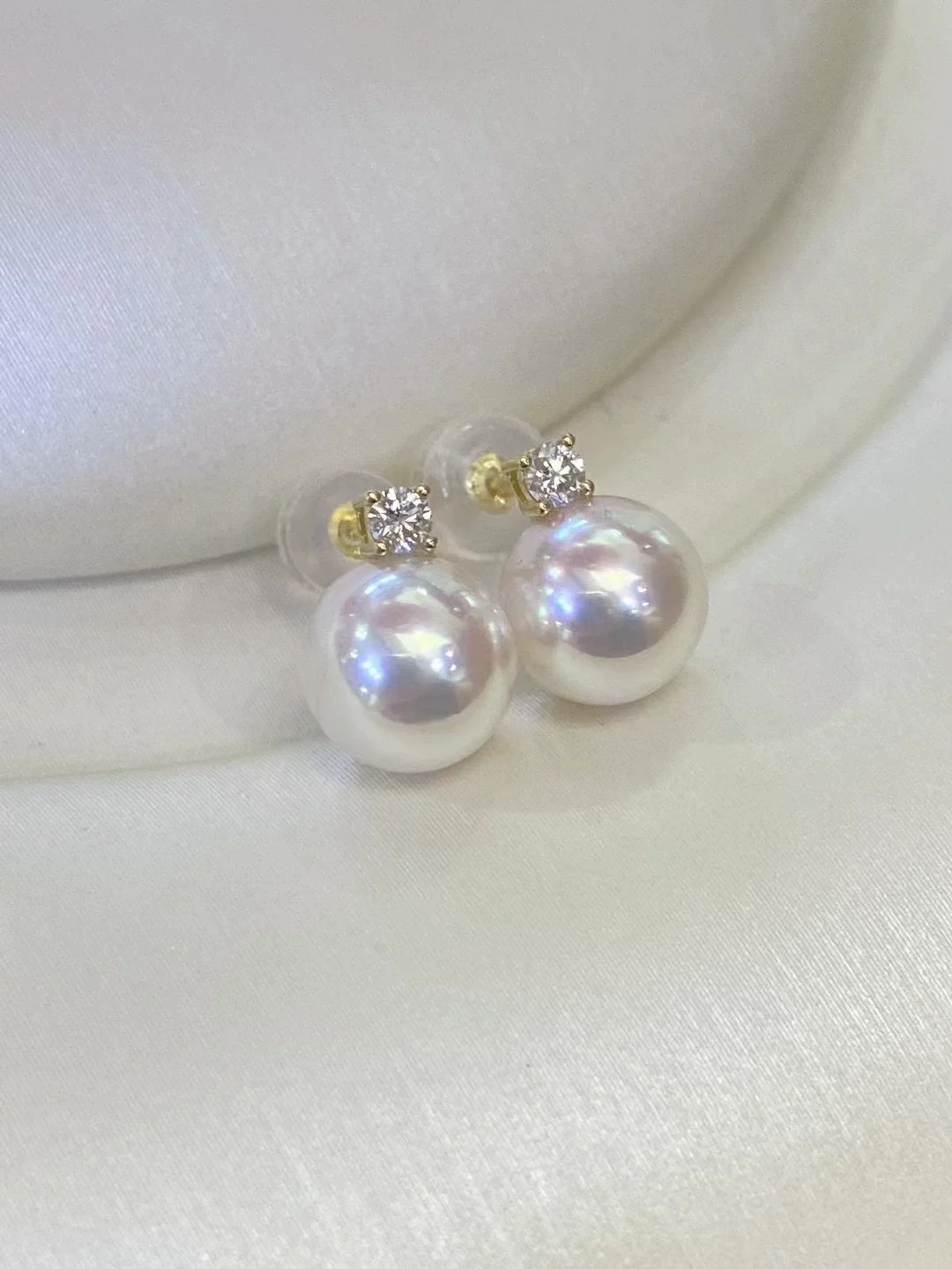 Natural AAAA9-10mm 10-11mm Japanese Pearl Earrings 18k/gilding+18k gilding White Gold Earrings