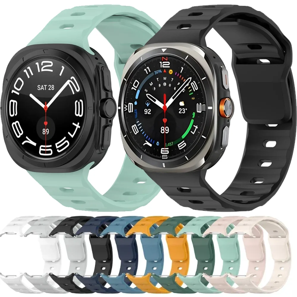 No Gaps Silicone Band for Samsung Galaxy Watch Ultra 2025 47mm Soft Strap for Galaxy 7 Ultra 47mm Curved End Breathable Bracelet