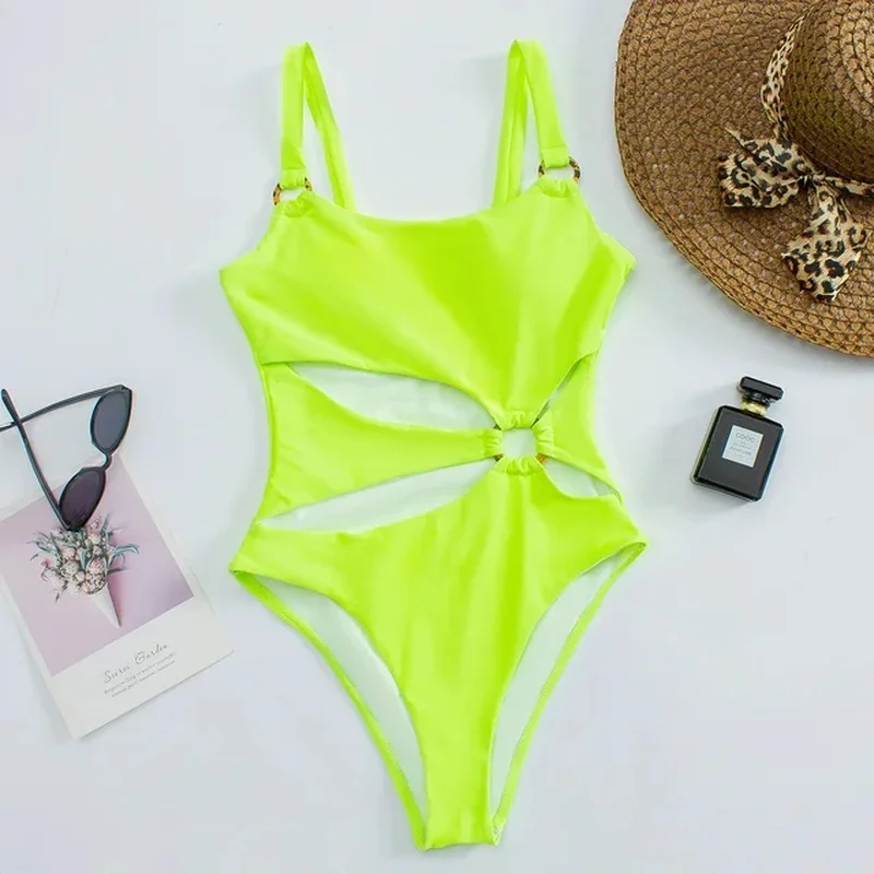 

2024 Resin Tortoise Rings One Piece Swimsuit Melphieer Swimsuits Hollow Cut Out Sexy Swimwear Women Monokini Beachwear Outfits