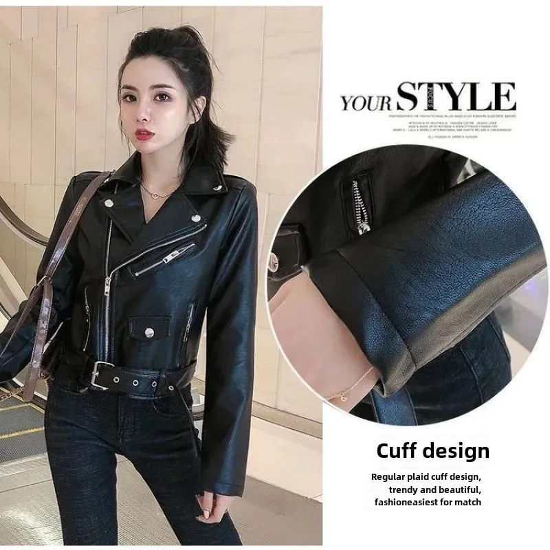 Fashionable Plus Size Leather Jacket For Women Slims Smooths Your Silhouette Tweed Style Motorcycle Elegant Genuine Leather Coat