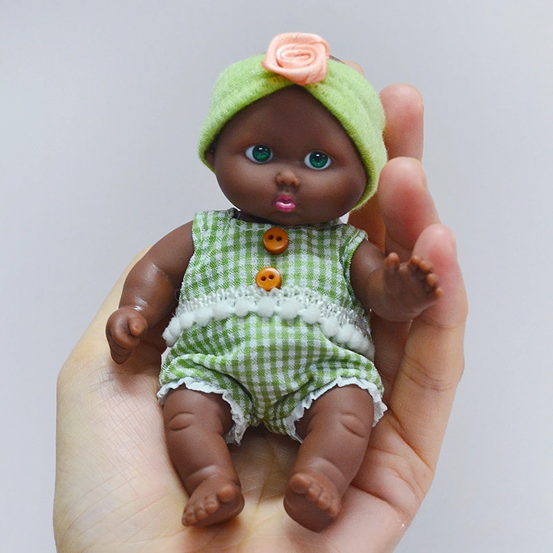 Mini 12cm Palm Bebe Reborn Dolls Sportswear Pajamas Dress Bjd Black Skin Baby Kit Kids Toys for Children Simulated Sleep Comfort