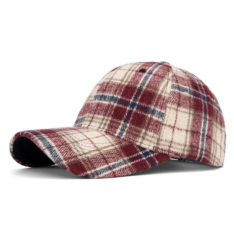 Hüte für Männer und Frauen, neue klassische karierte Baseballkappe für Herbst und Winter, hartkrempige, gesichtsschlankmachende Entenschnabelkappe, Sonnenhut – Detail 17