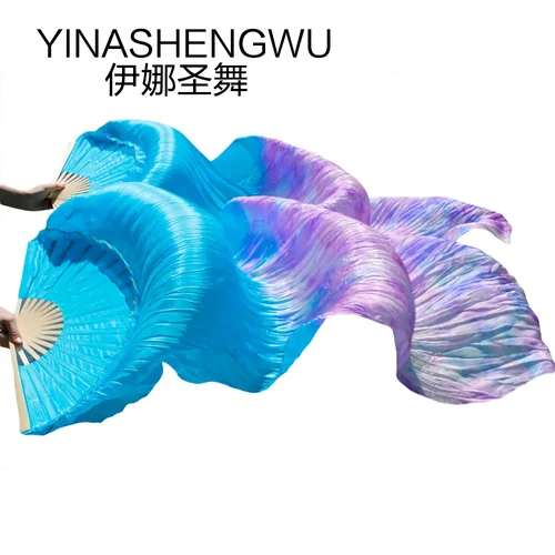 Imagen 2 del producto Abanicos de danza del vientre, recién llegados, abanicos de baile puesta en escena, velos de seda 100%, velos de abanico de danza del vientre de colores para mujer, 2 uds.