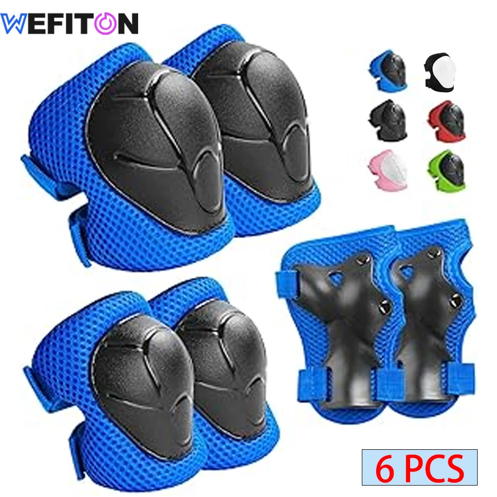 

6PCS Kids Protective Gear Set Knee Pads for KidsToddler Knee Elbow Pads with Wrist Guards 3 in 1 for Skating Cycling BikeScooter