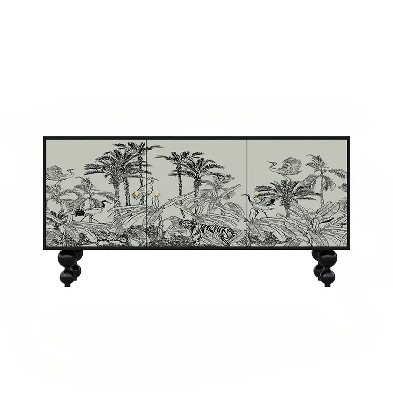 

French Household Solid Wood Sideboard Living Room Storage Cabinet Kitchen and Bedroom Storage Cabinet Tea Cabinet