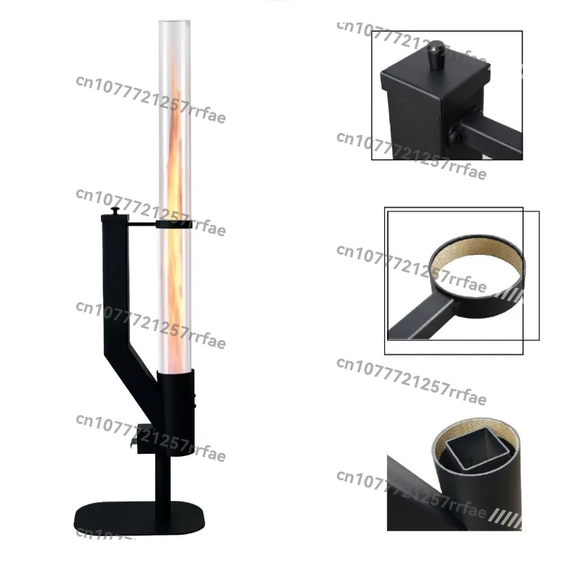 فرن تسخين منزلي للتخييم في الهواء الطلق، فرن تسخين زجاجي متكامل محمول، فرن حبيبي من الفولاذ المقاوم للصدأ