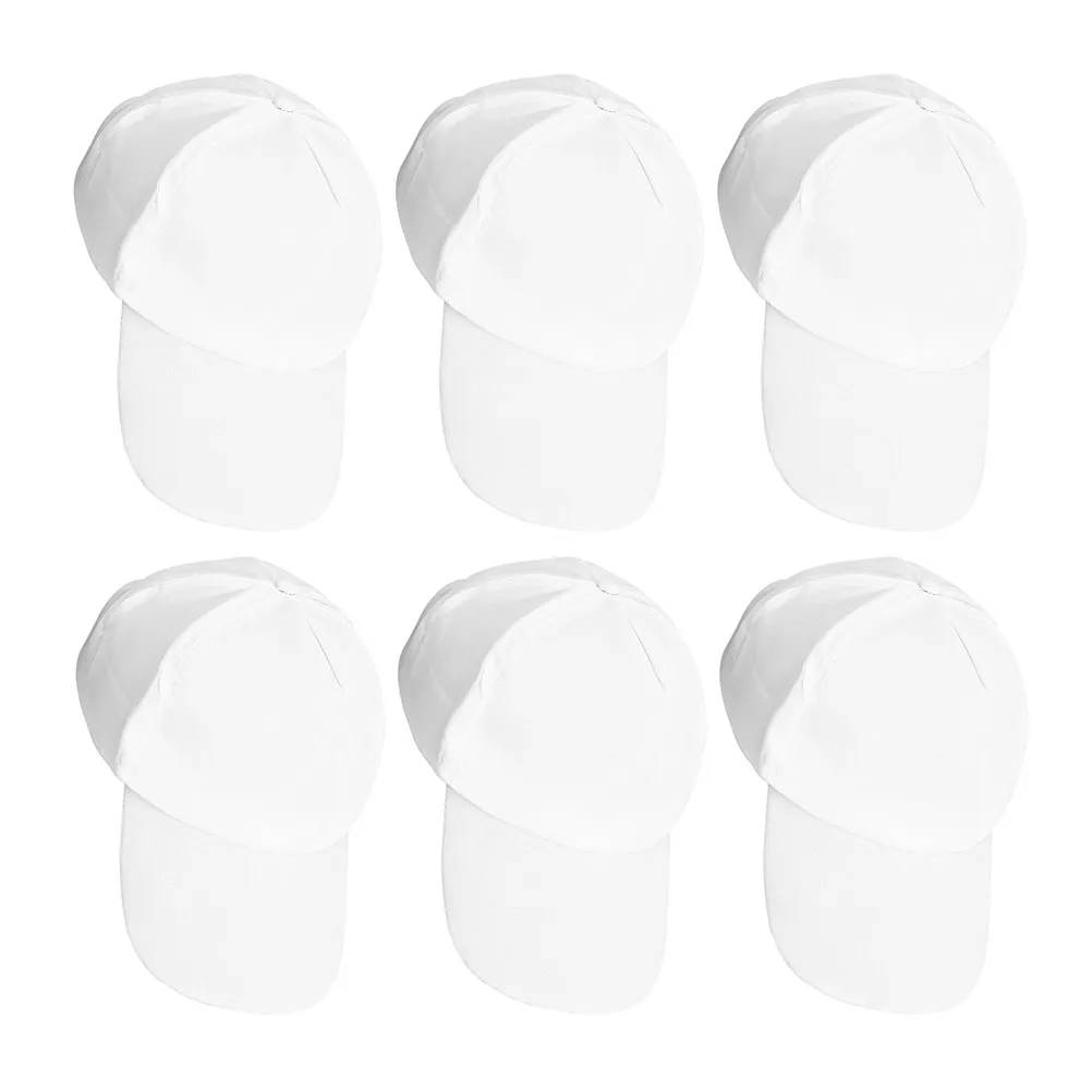 6Pcs Kids White Baseball Cap For Outdoor Hat Sun Hat Blank Cotton Painting