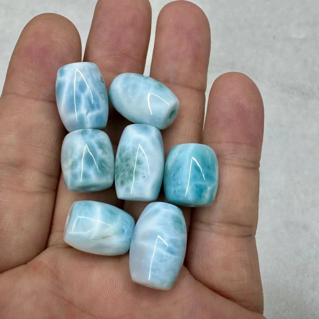 Column Dominica Larimar/Copper Pectolite Stone Natural Gemstone DIY Loose Beads For Jewelry Making Wholesale