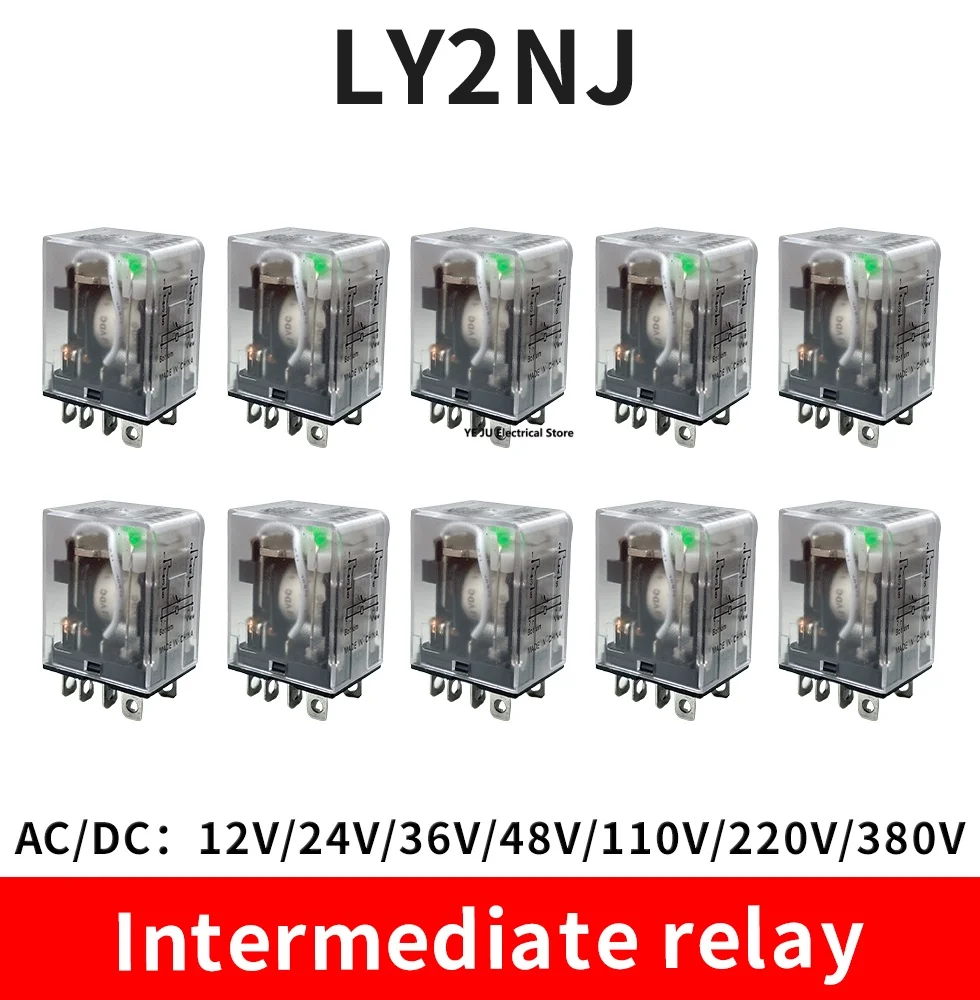 

10PCS LY2NJ Coil Power Relay Car Auto AC 12V 24V 36V 48V 110V 220V 380V Mini Micro Electromagnetic Relay switch 8Pin DPDT Module