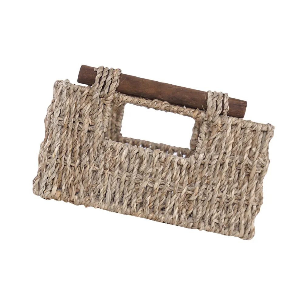 

Vintage Style Rattan Storage Baskets White Rectangular Woven ganizer Toilet Basket Sundries Holder Cosmetics ganizer For Bedroom