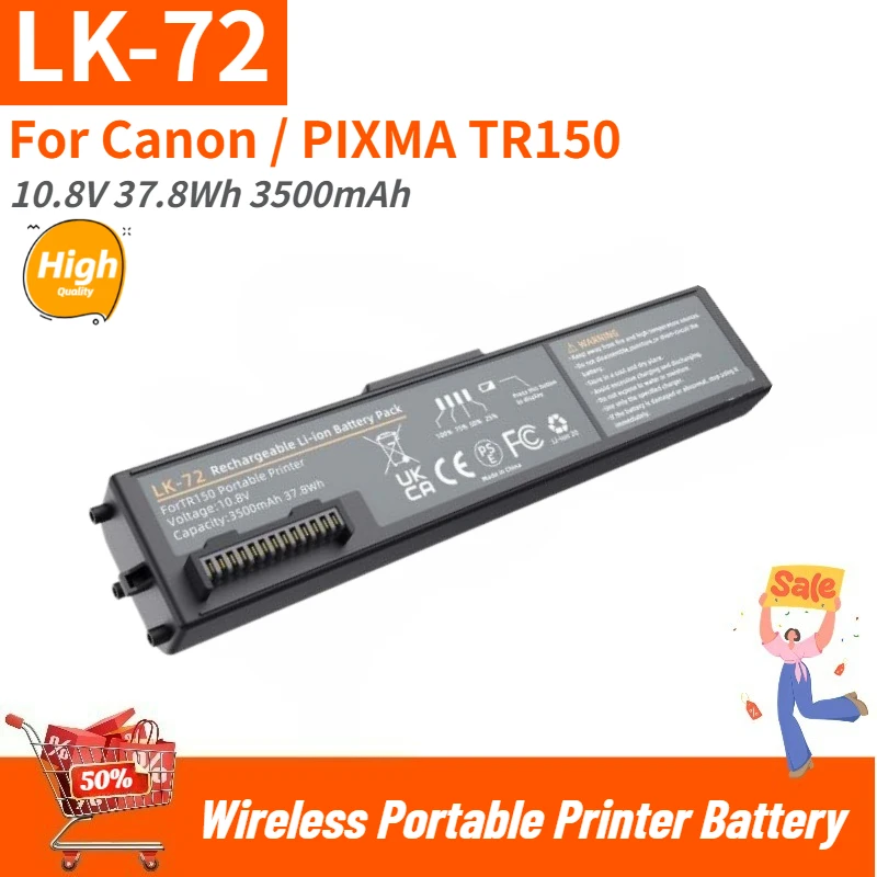 

LK-72 High Quality Battery 10.8V 37.8Wh 3500mAh for Canon / PIXMA TR150 Wireless Portable Printer Brand New Replacement Battery