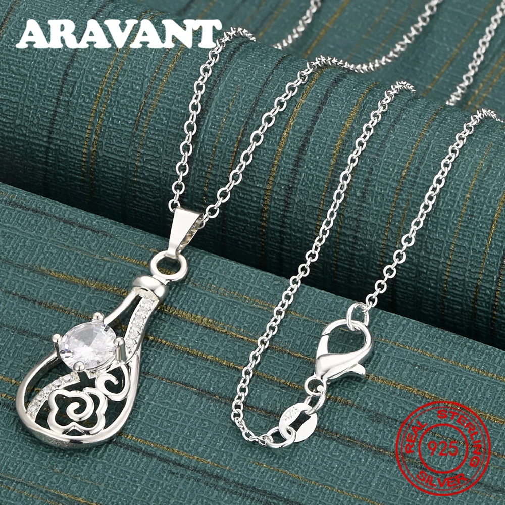 

925 Sterling Silver Teardrop Zirconia Pendant Necklace, A Fresh And Elegant Design For Women'S Engagement Jewelry.