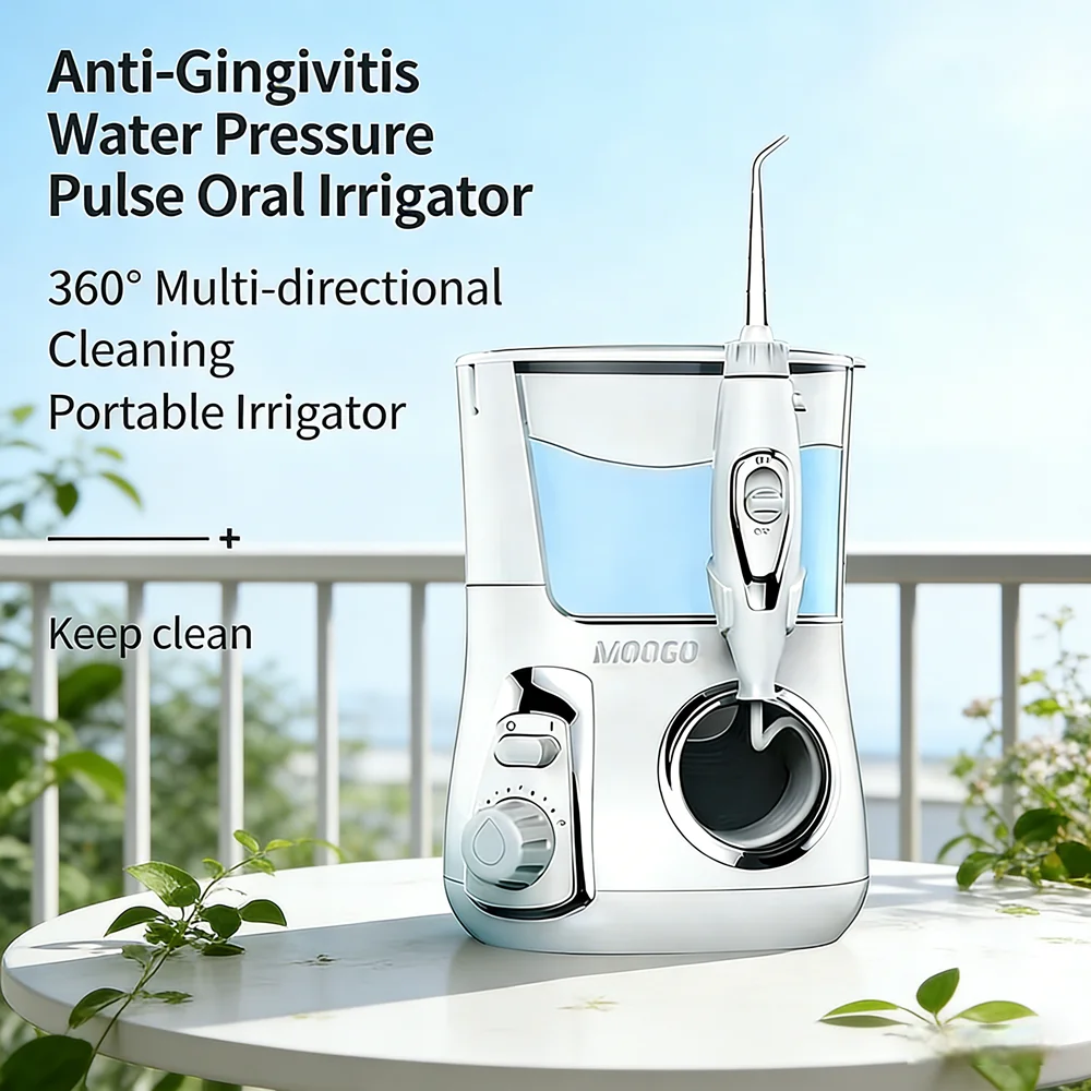 

Электрический настольный ирригатор с 10 режимами, резервуар для воды 800 мл, ирригатор для полости рта, решение для семейного ухода за полостью рта с 5 сменными насадками