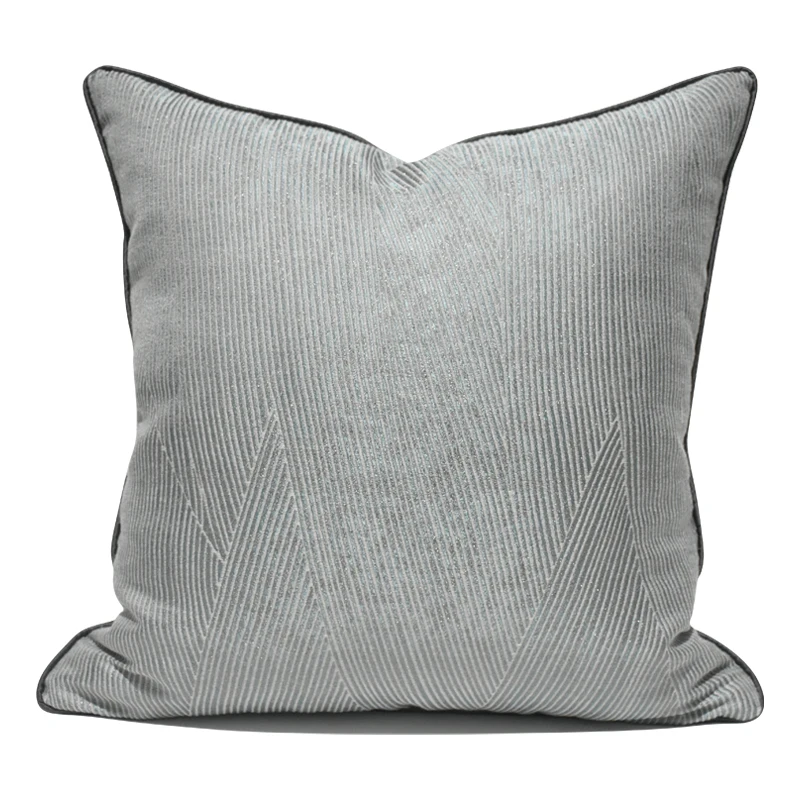 Luxury Jacquard Fabric Striped Solid Gray Silver Cushion Covers For Home Decor 45x45cm Pillow Cover