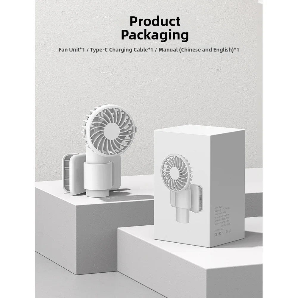 For Office Desk White USB Rechargeable Fan USB Rechargeable Fan Fan Ventilator Quiet Clip Fan USB Fast Charging