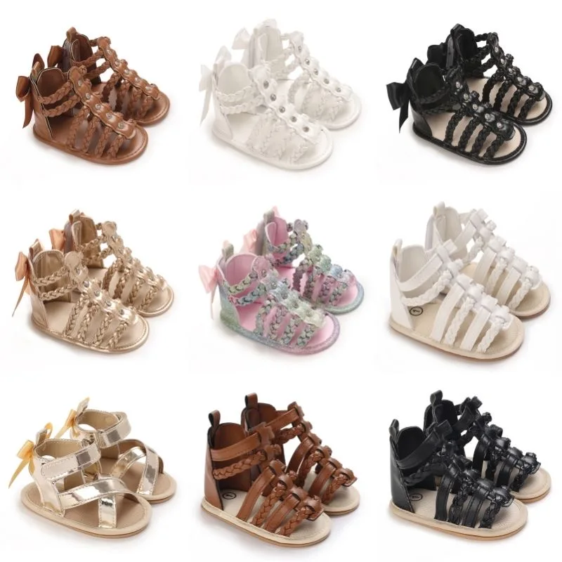 

Весенние и летние дышащие сандалии с высоким верхом для девочек 0-12 месяцев, мягкая подошва, обувь для малышей