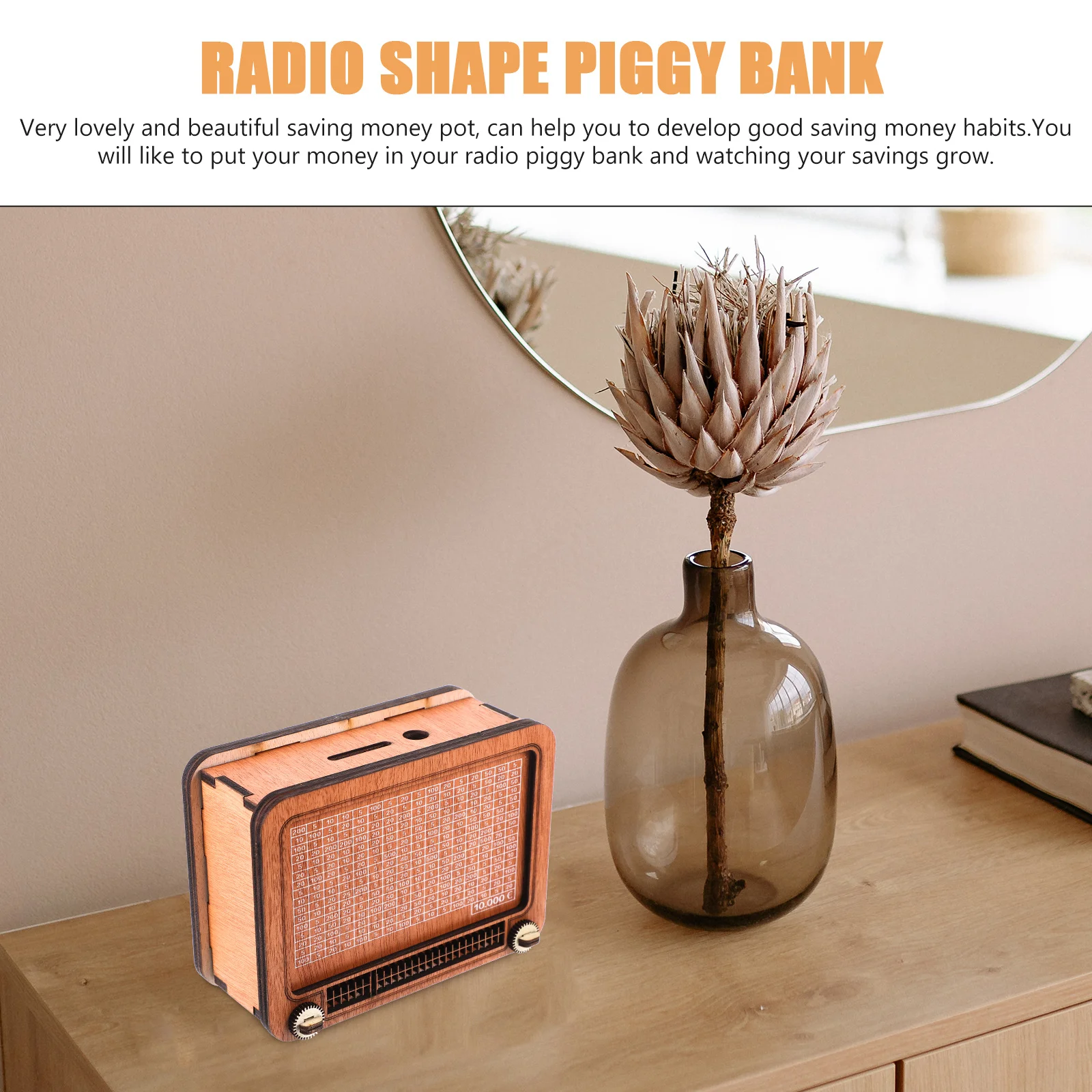 Creative Design Wooden Radio Saving Pot Exquisite Coin Holder for Home Decor Use Wooden Money Box Coin Bank Wood Money Box