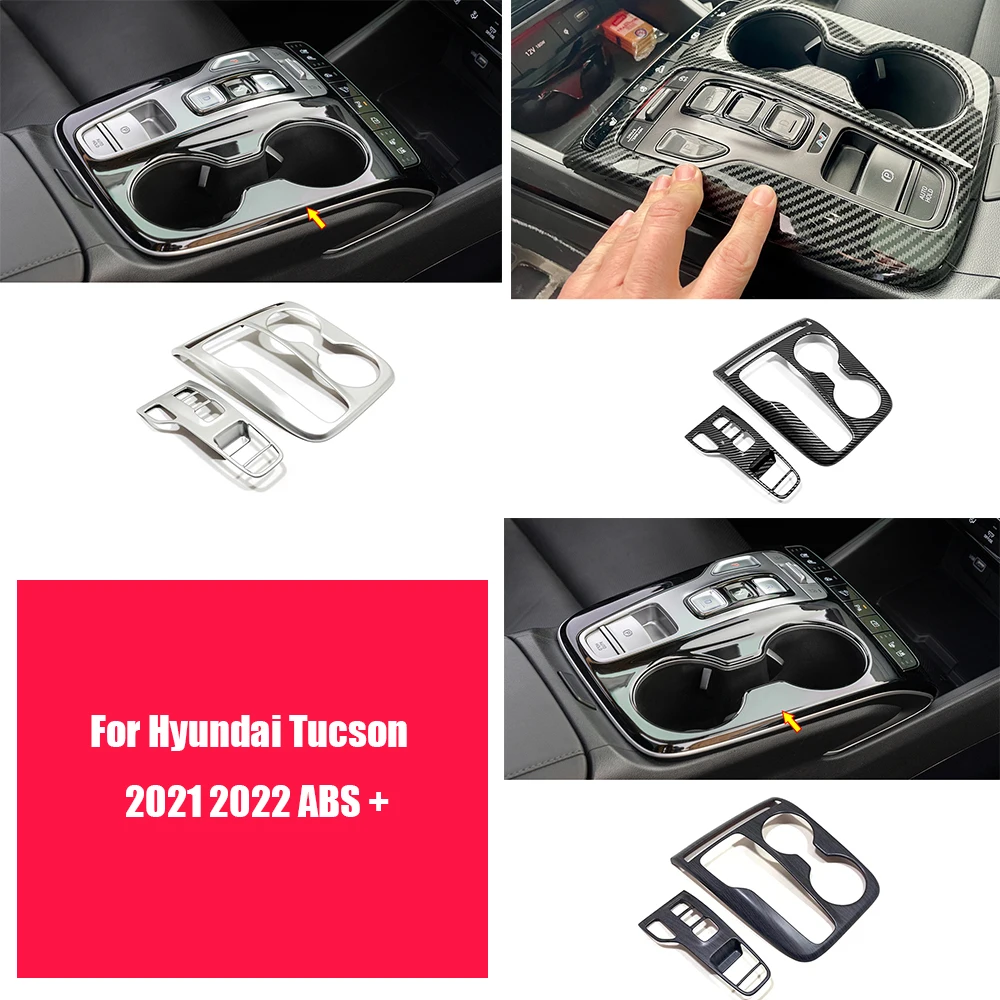 

ABS Carbon fiber Interior Car gear shift knob frame panel Decoration Stickers For Hyundai Tucson NX4 2021 2022 Accessories