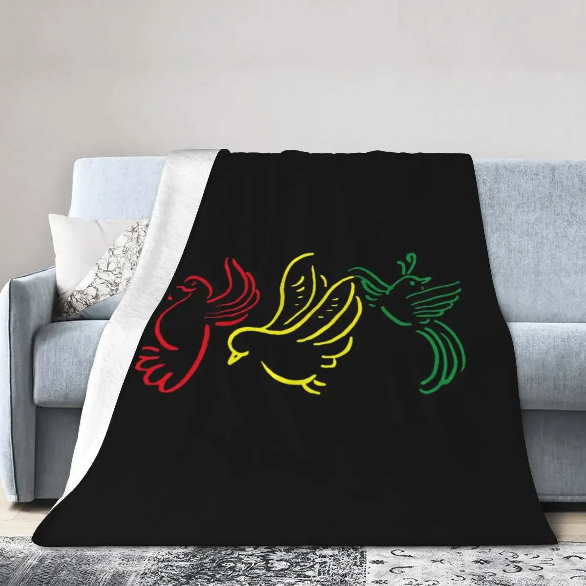 

Ajax Bob Marley 3 Little Birds Blankets Soft Warm Flannel Throw Blanket Plush for Bed Living room Picnic Travel Home Couch