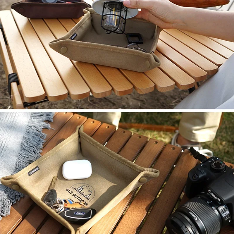 1 قطعة صينية تخزين التخييم المنزل صندوق تخزين السفر التخييم في الهواء الطلق المحمولة طاولة قابلة للطي مكدسة مربع صينية تخزين فوضى