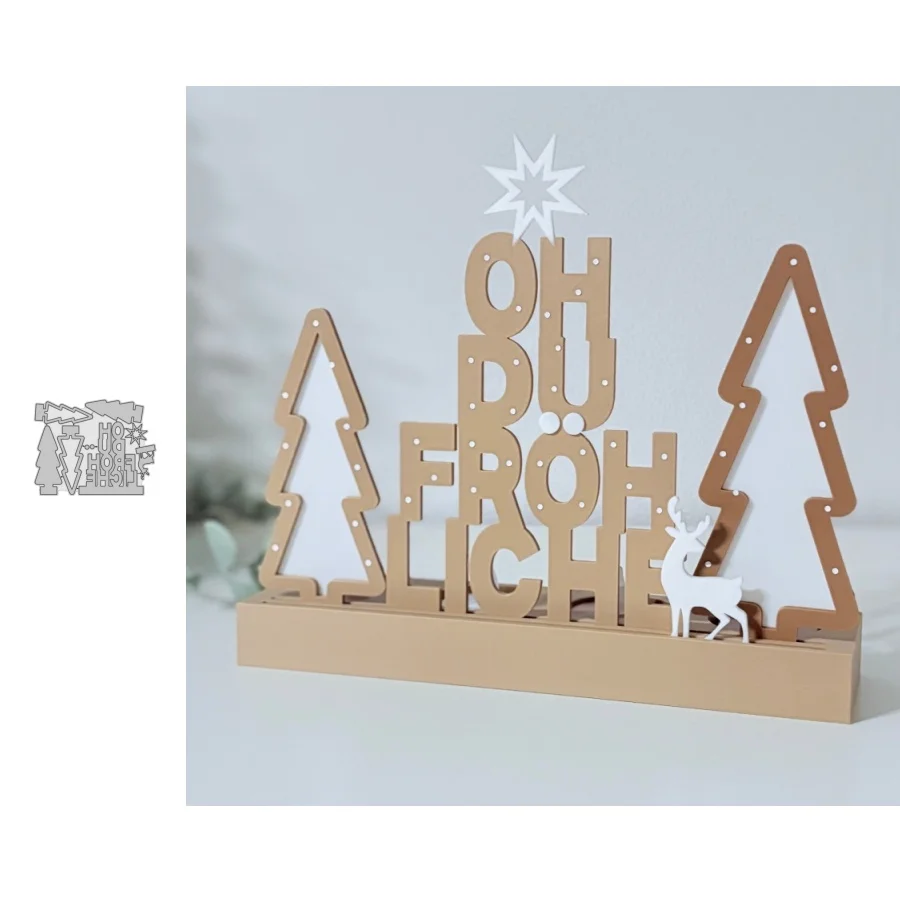 2026 Neuankömmling Satz Buchstabe Oh Dufrohliche Metall-Stanzformen für DIY Scrapbooking, Kartenherstellung, Schablonen, Fotoalben