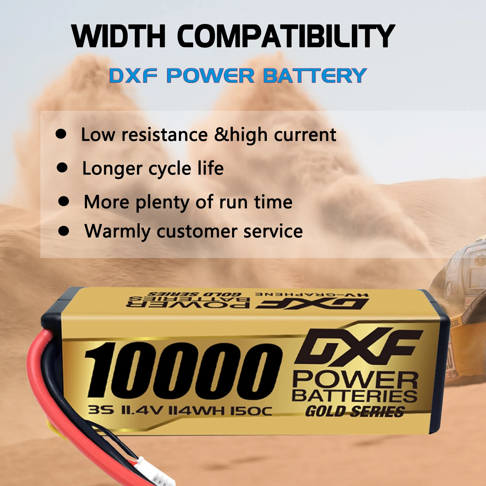 Akumulator Lipo DXF 10000mAh 3S 11.4V 150C z wtyczką EC5 XT90, twarda obudowa, do buggy, truggy, pojazdów terenowych, łodzi, samochodów, ciężarówek, wyścigów, helikopterów 1/10