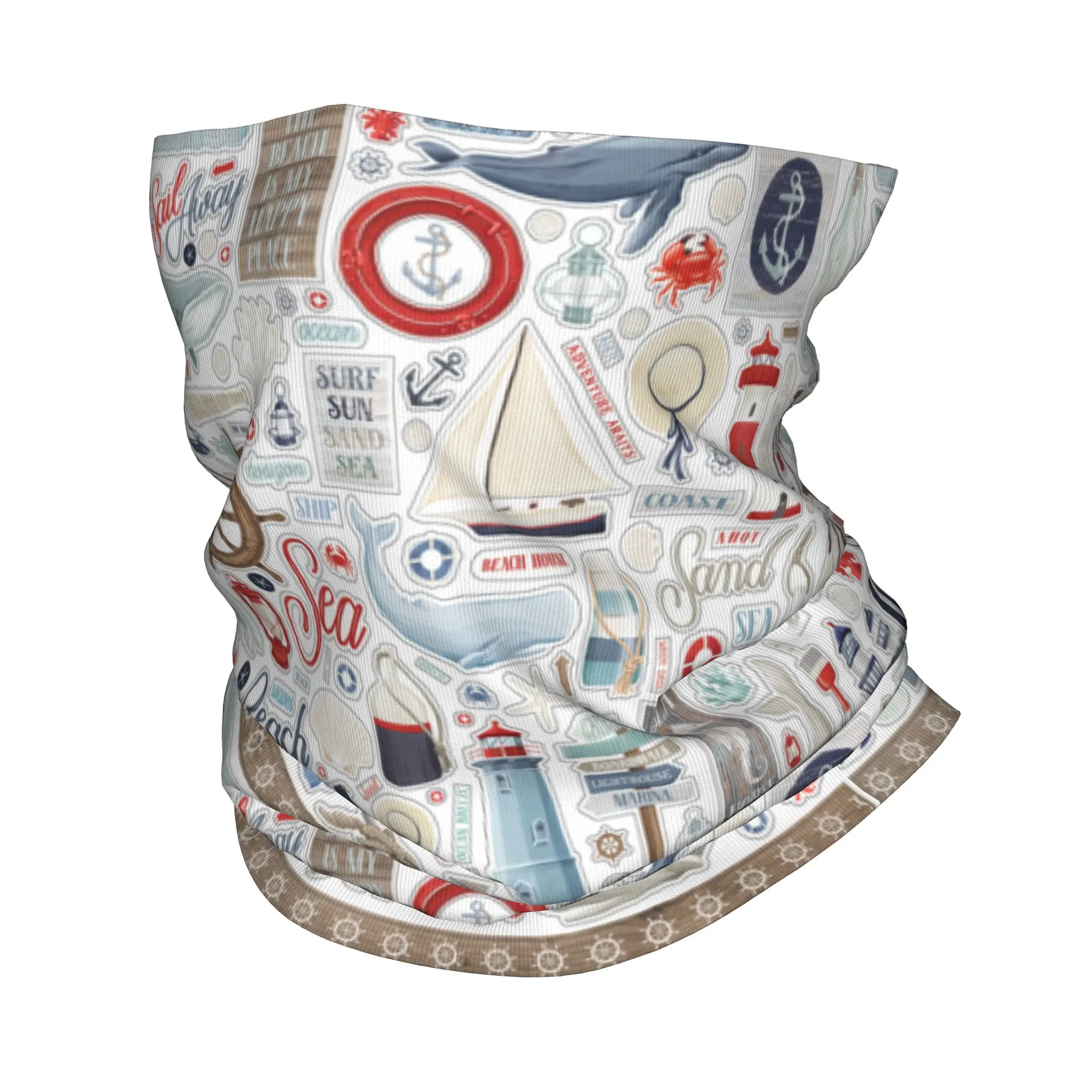 Preppy Nantucket Pattern Bandana Neck Gaiter Printed Mask Scarf Multi-use Headwear Running For Men Women Adult