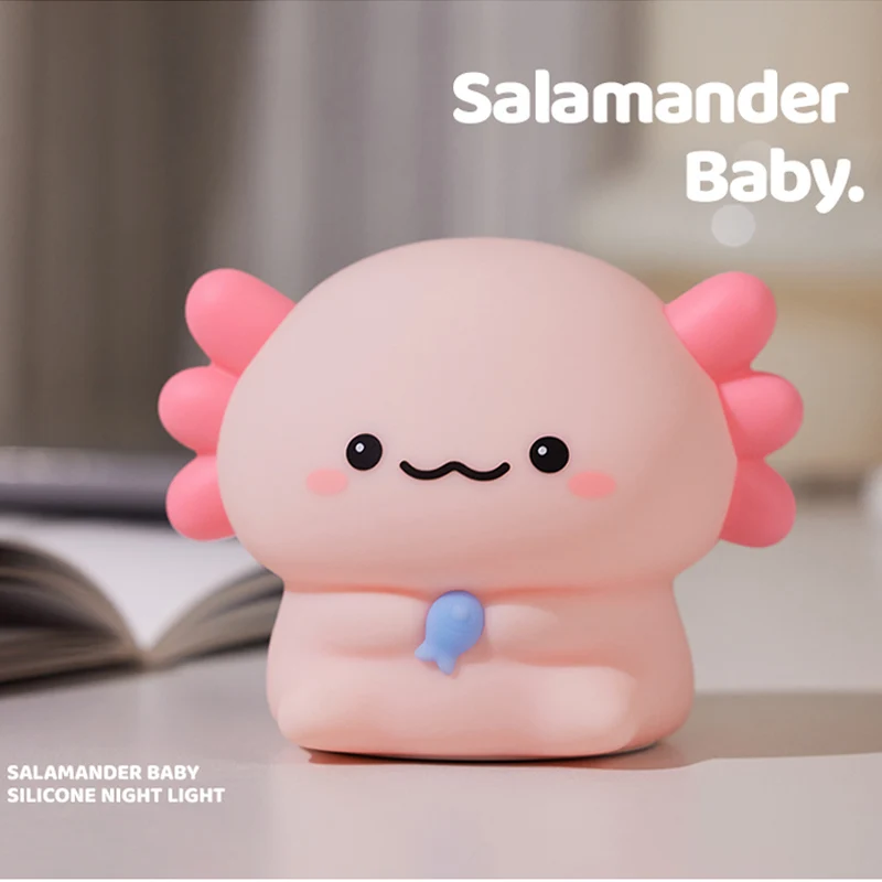 Axolotl lampka nocna dla dzieci śliczna silikonowa salamandra lampka do spania USB akumulator sterowanie dotykowe lampka nocna prezent urodzinowy dla dzieci