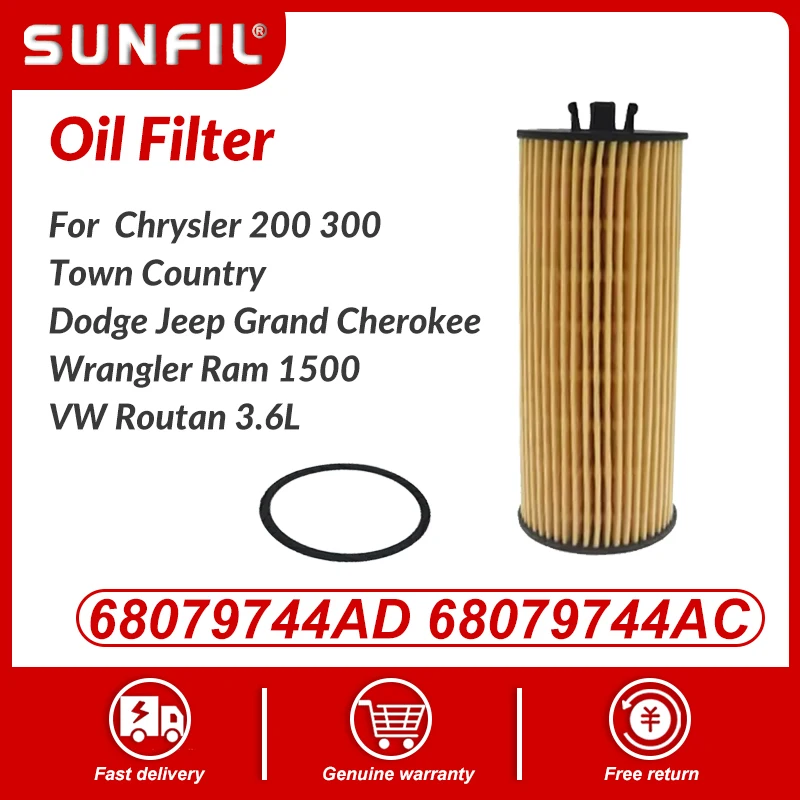 68079744AD 68079744AC  Oil Filter for  Chrysler 200 300 Town Country Dodge Jeep Grand Cherokee Wrangler Ram 1500 VW Routan 3.6L