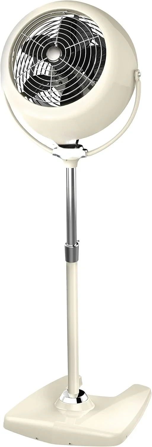 HOME Pedestal Ventilador vintage Circulador de aire de pie de metal retro para enfriar 3 velocidades, inclinación ajustable Vintage blanco
