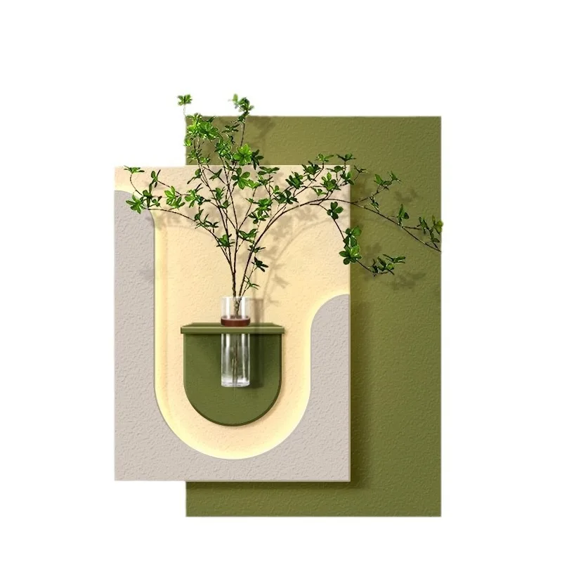

Hydroponic green plant decorative painting DIY with vase three-dimensional sandstone entrance entrance wall lamp painting