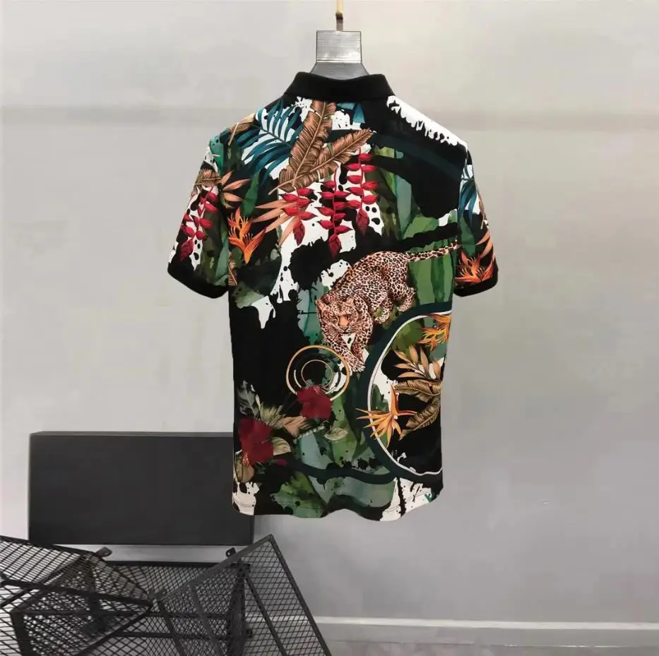 European and American men's wear summer 2022 new Short sleeve lapel print palace tiger Fashion cotton T-shirt