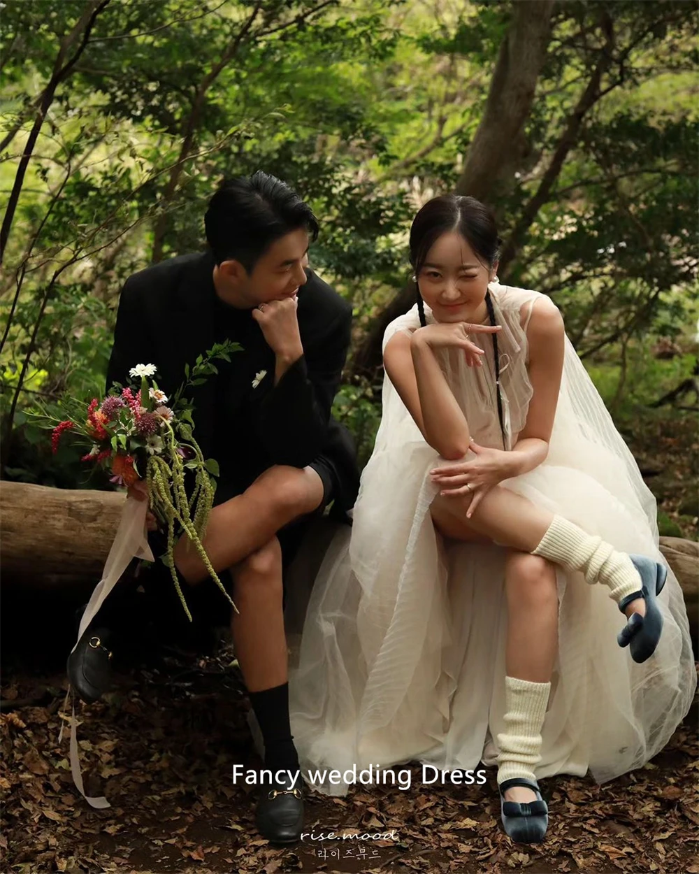 Vestido de novia de tul suave para mujeres embarazadas, vestido de fiesta Formal de Noche, Vestidos de fiesta de graduación, cuello redondo, fantasía de hadas, Corea