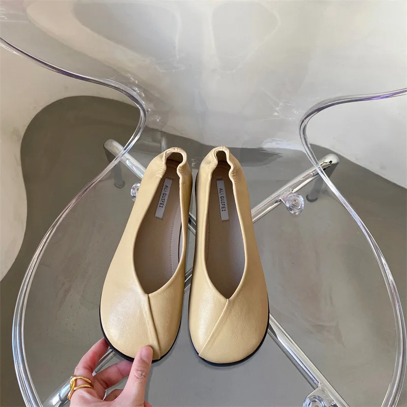 Grandma Shoes Soft Round Toe Ballerinas Woman 2024 All-Match Female Footwear Modis Shallow Mouth Retro Ballet Summer New Dress