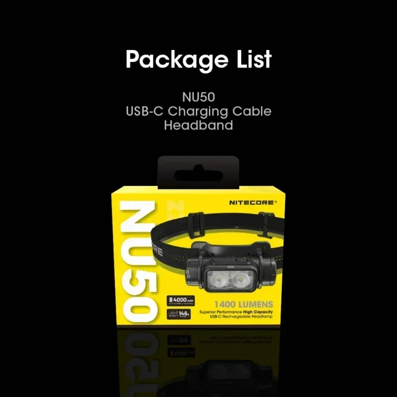 NITECORE NU50 Headlamp Lightweight USB-C Rechargeable White Red Light Headlight Lantern Built-in Battery Outdoor Camping