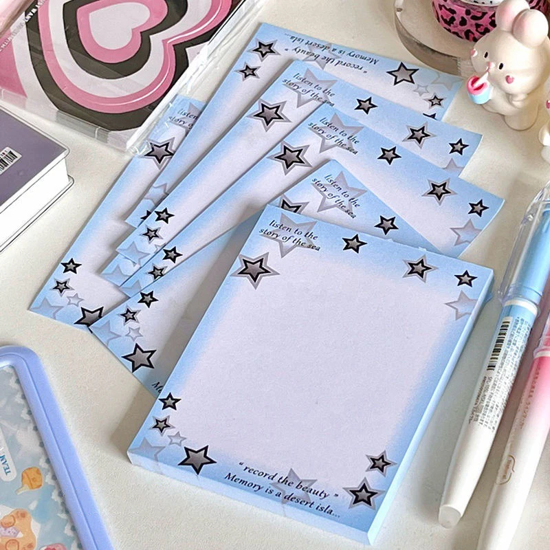 80Pcs Sweet Cool Star Memo Pad Decoration Scrapbook DIY Diary Album Message Notes Paper Notepad Kawaii School Stationery