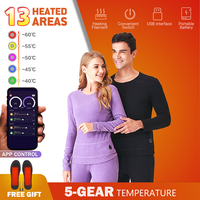 Winter Underwear Fleece Thermal Underwear USB Battery Powered Smart PhoneAPP Control Temperature Motorcycle Jacket Tops Heated