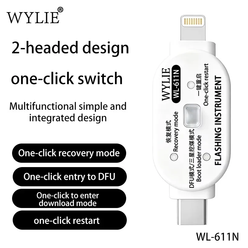 WYLIE WL-611N One-Click DFU Recovery Cable Dual Interface for iPhone iPad Bootloader Mode System Flash Repair Tool