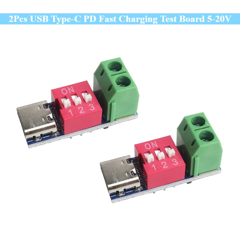 2Pcs USB Typ-C PD Schnelle Lade Test Board 5-20V Einstellbare Spannung PD Trigger modul 100W Netzteil Tester Erweitern