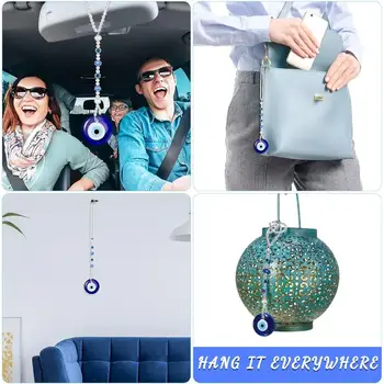 邪眼汽車掛飾 - 藍色眼睛串珠裝飾鏡面窗戶家居保護護身符 6 最佳銷售 汽車裝潢 - №5