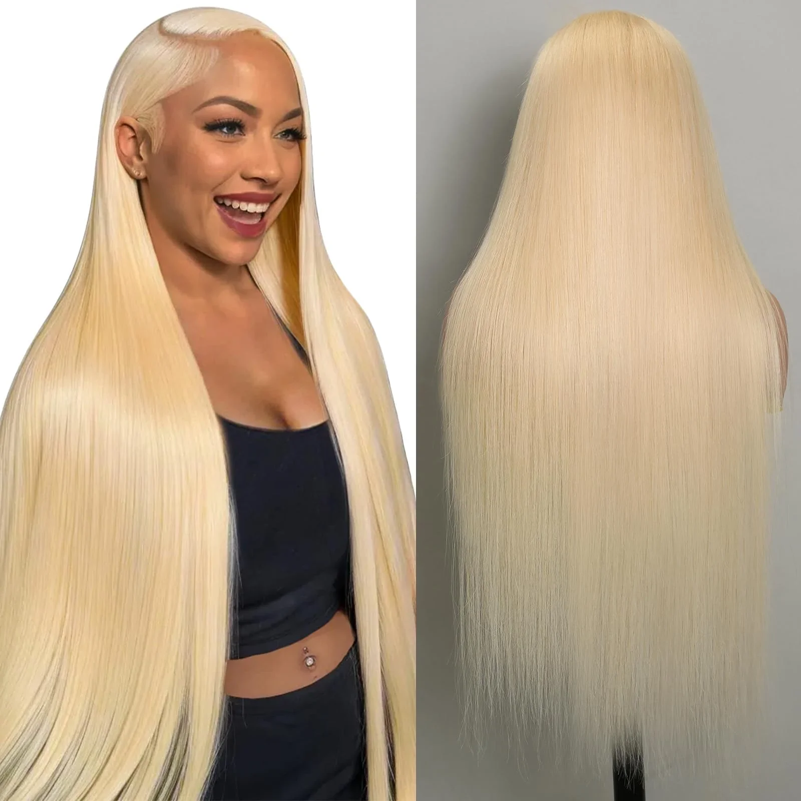 #613 Blonde Color 13x6 Lace Frontal Wigs Straight Transparent Lace Frontal Human Hair Wigs For Women With Baby Hair 180% Density