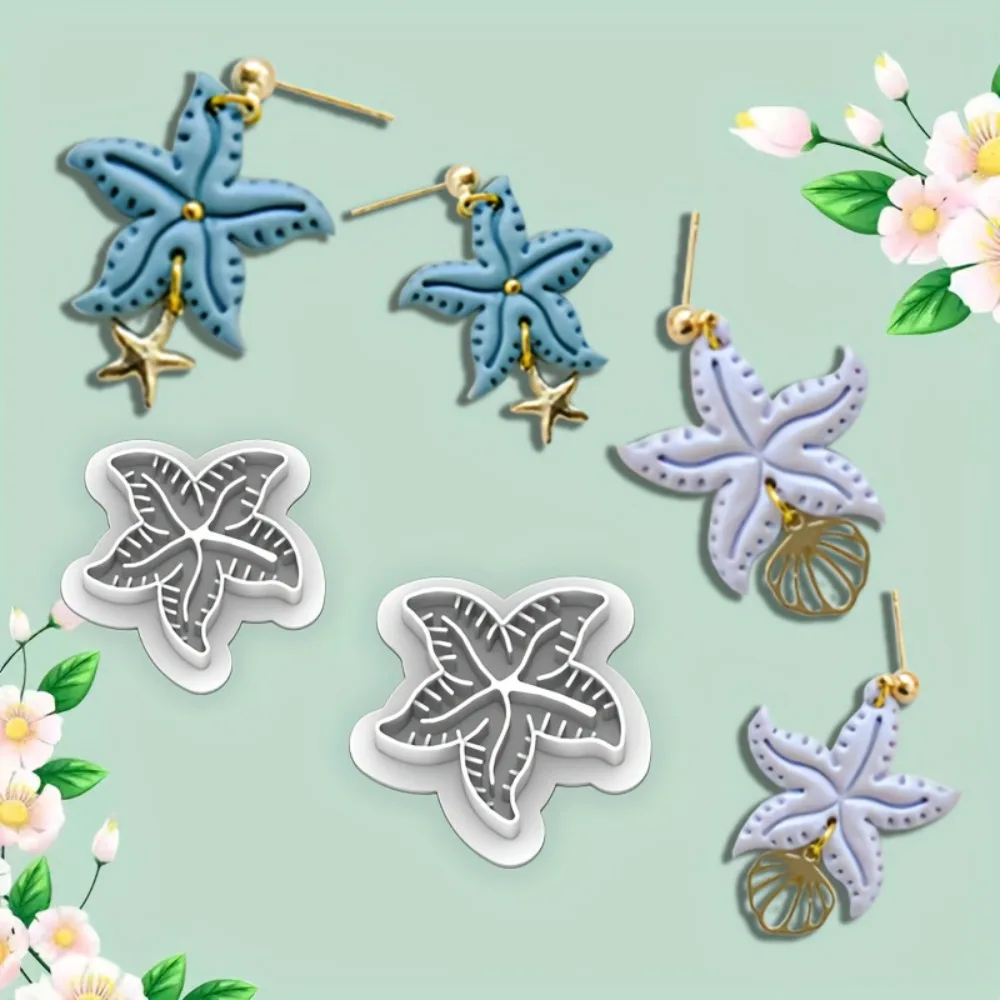 2Pcs  Spring Summer Themed Starfish Clay Cutters  Bohemian Style Polymer Clay Molds for DIY Earrings Summer Jewelry Making