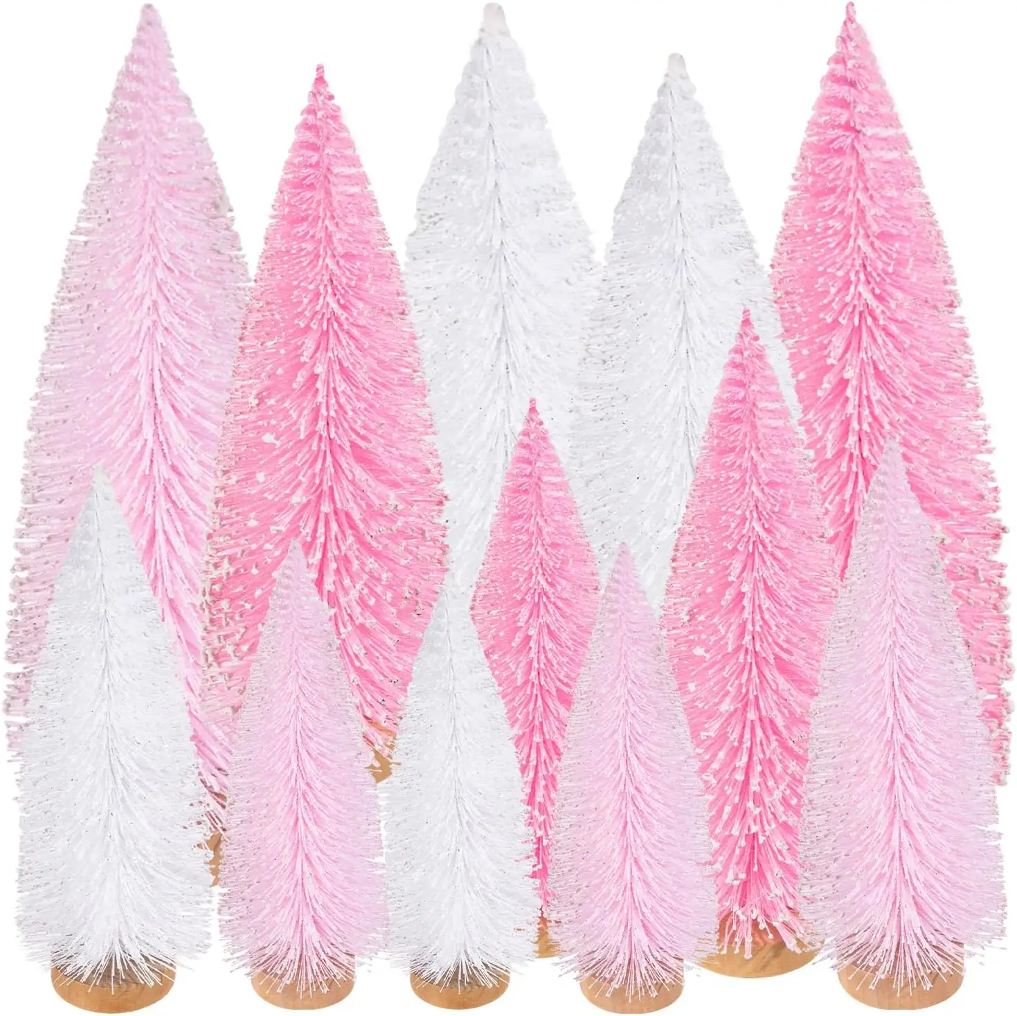 

12 шт. мини-розовые рождественские елки в 4 размерах — искусственная кисть для бутылок, декор стола для дома и вечеринки