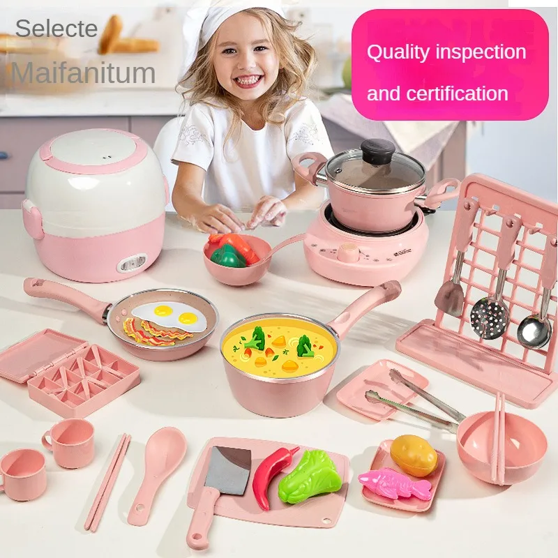 Girl Baby Can Cook Funny Mini Kitchen Wholesale Real Cooked Family Toy Set Birthday Gift Girl Toys