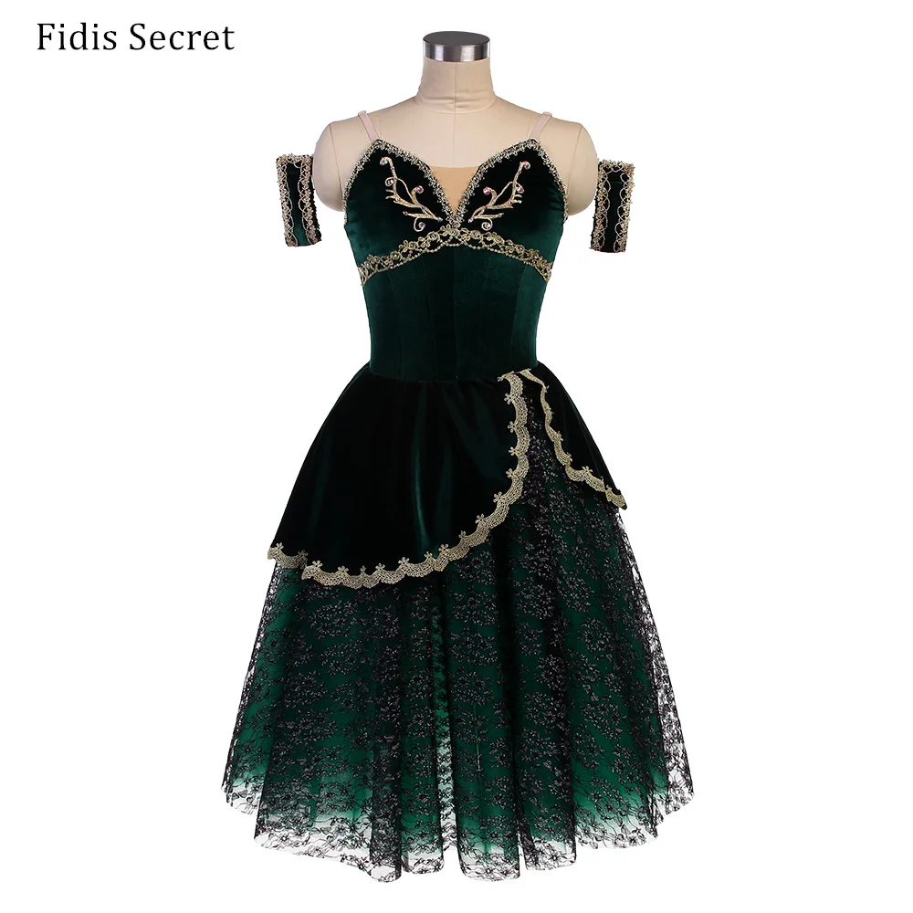 

Спящая красавица, зеленая длинная юбка, сценическая одежда, романтическое балетное платье-пачка для девочек, профессиональные танцевальные костюмы для балерины