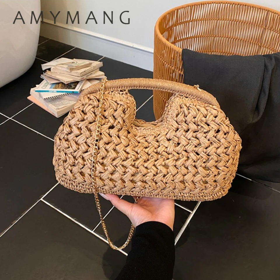 

Retro Summer Straw Woven Handbags for Women Ladies Beach Crossbody Bag Rattan Bag for Vacation Eco-friendly Travel Shoulder Bags
