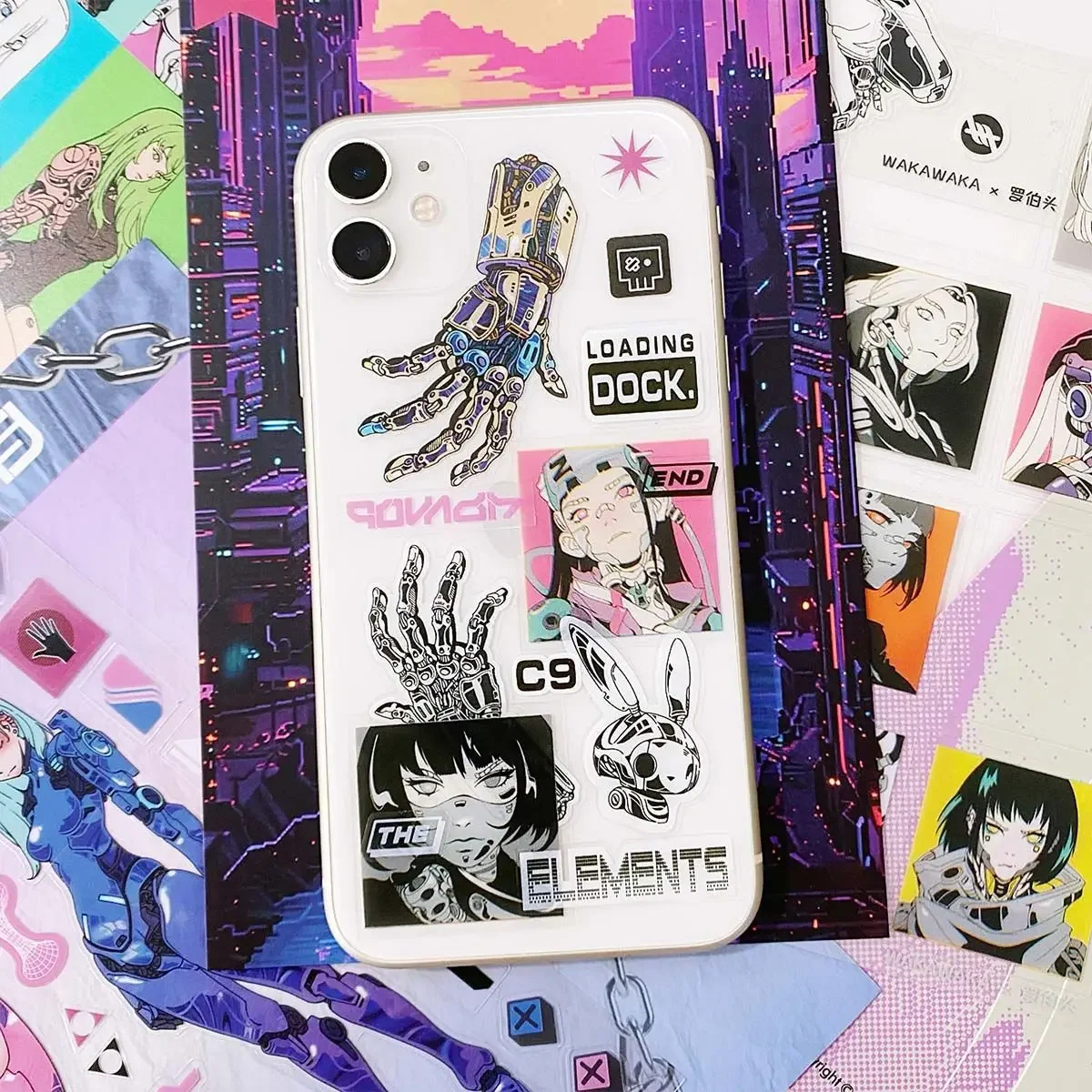 PET Stickers Trendy and Cool Mechanical Psychedelic Style Hand Account Card Decoration